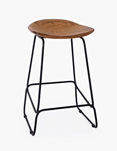 Solid Acacia Counter Height Backless Barstool - Set of 3