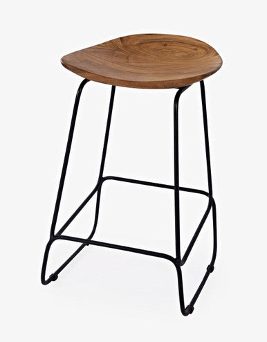 Solid Acacia Counter Height Backless Barstool - Set of 3