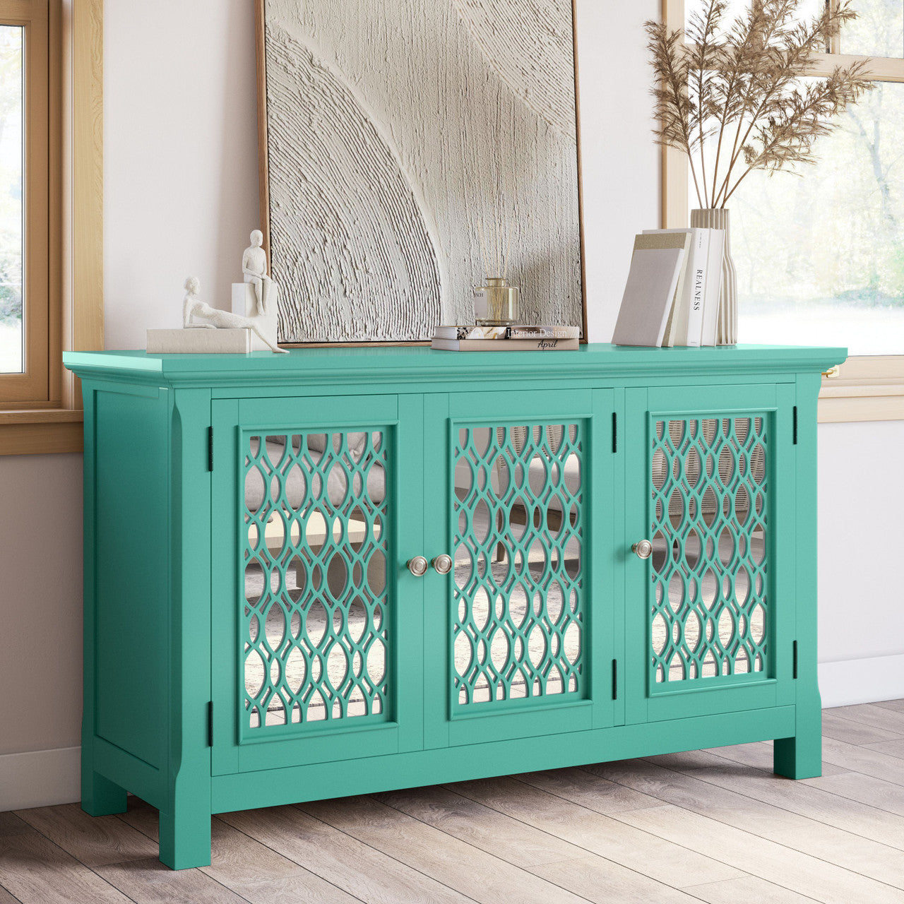 Bella 54" Luxury Mirrored Accent Storage Cabinet