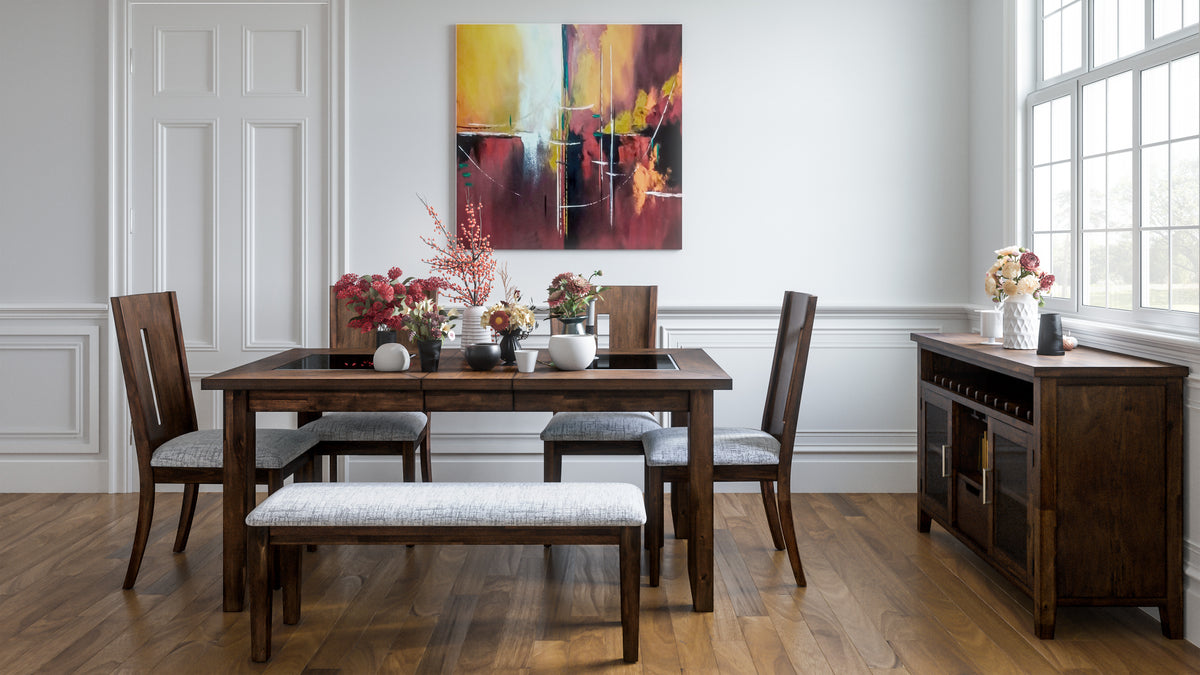 45" Upholstered Dining Bench – Solid Acacia Wood