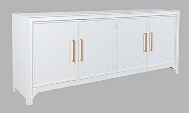 Urban Mid-Century Chevron Four-Door 79" Accent Cabinet