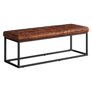 Brooks 50" Genuine Leather Mid-Century Modern Ottoman Bench