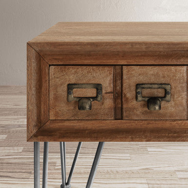 Country Side Solid Wood End Table with Apothecary Drawers