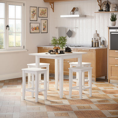 Tidal Dawn Coastal Wire-Brushed Acacia Backless Counter Barstool -Set of 2