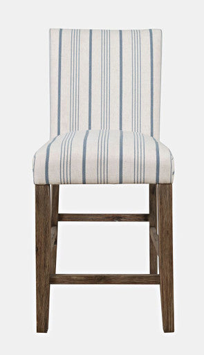 Tidal Dawn Coastal Wood Upholstered Parsons Barstool -Set of 2