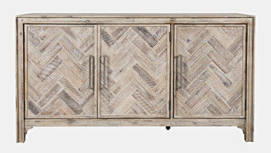 Urban Mid-Century Chevron Three-Door 60" Accent Cabinet