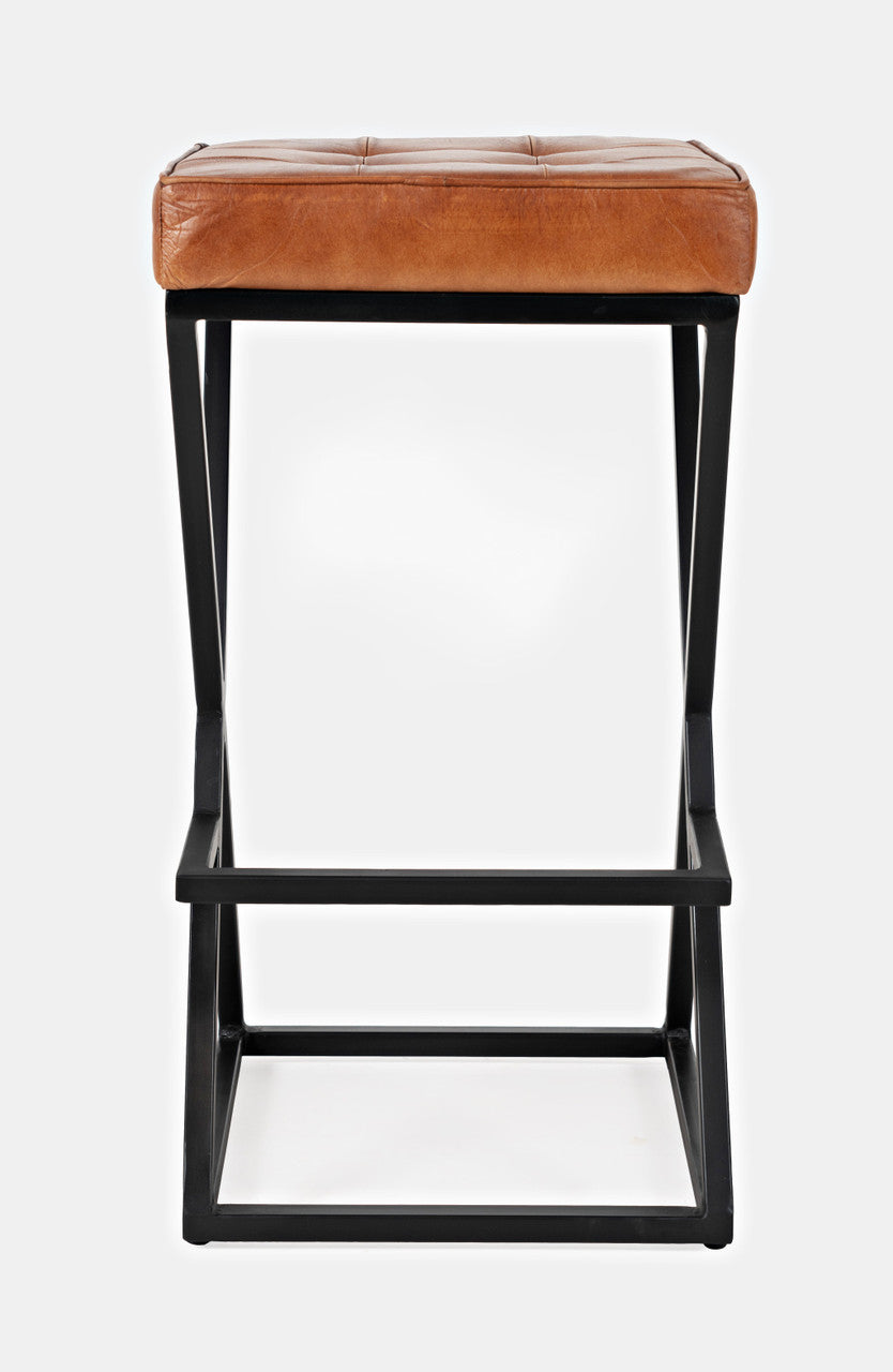 Universal Distressed Modern Leather Backless Stool