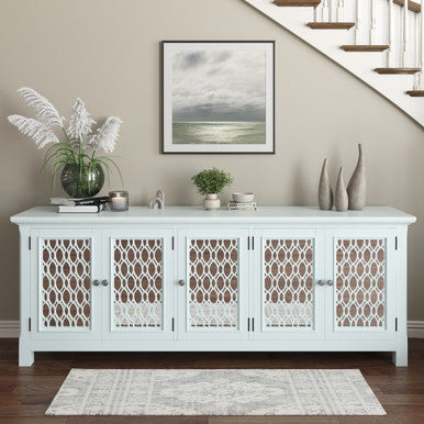 Bella 86" Luxury Mirrored Sideboard Storage Cabinet