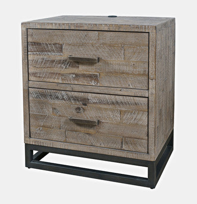 Meridian 25" Distressed Solid Wood Nightstand with USB Charging