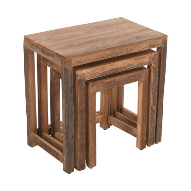 Rustic Reclaimed Solid Wood Nesting Tables - Set of 3