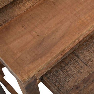 Rustic Reclaimed Solid Wood Nesting Tables - Set of 3