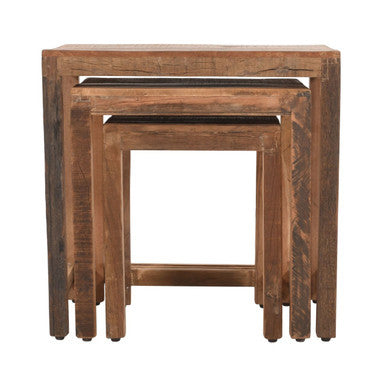 Rustic Reclaimed Solid Wood Nesting Tables - Set of 3