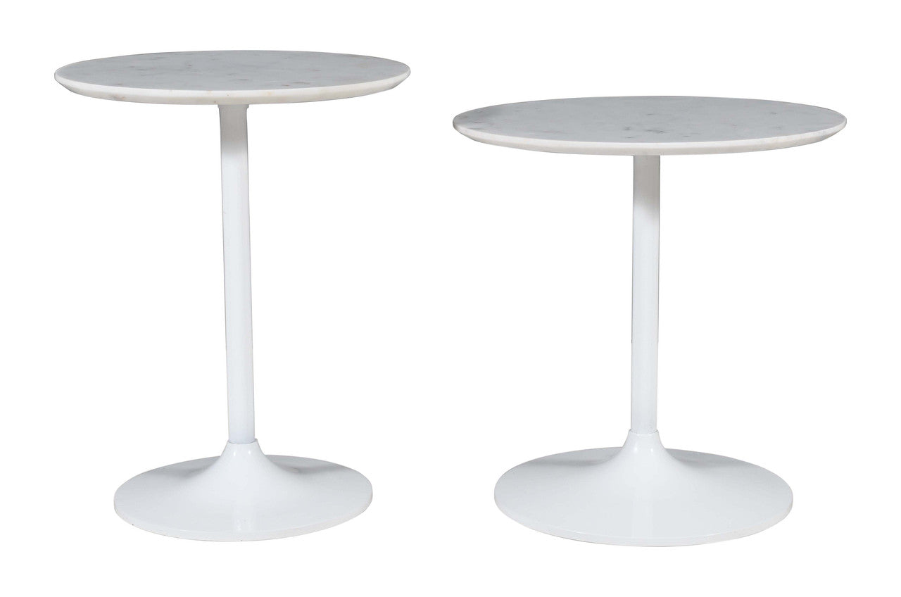 Solid Marble and Iron Modern Accent Tables (Set of 2)