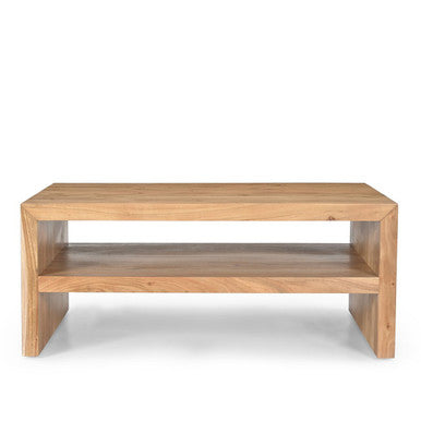 Mike Modern 44" Solid Wood Coffee Table with Storage Shelf