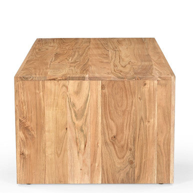 Mike Modern 44" Solid Wood Coffee Table with Storage Shelf