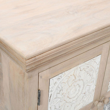 Adele 71" Solid Wood Rustic Four-Door Sideboard Cabinet