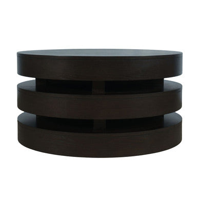 Rush Modern Round Layered Coffee Table with Caster Wheels