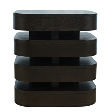 Rush Mid-Century Modern Sculpture Layered Square End Table