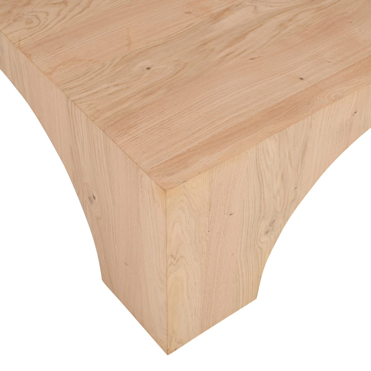 40-Inch Oak Square Coffee Table with Arched Wood Frame, Modern Rustic Design