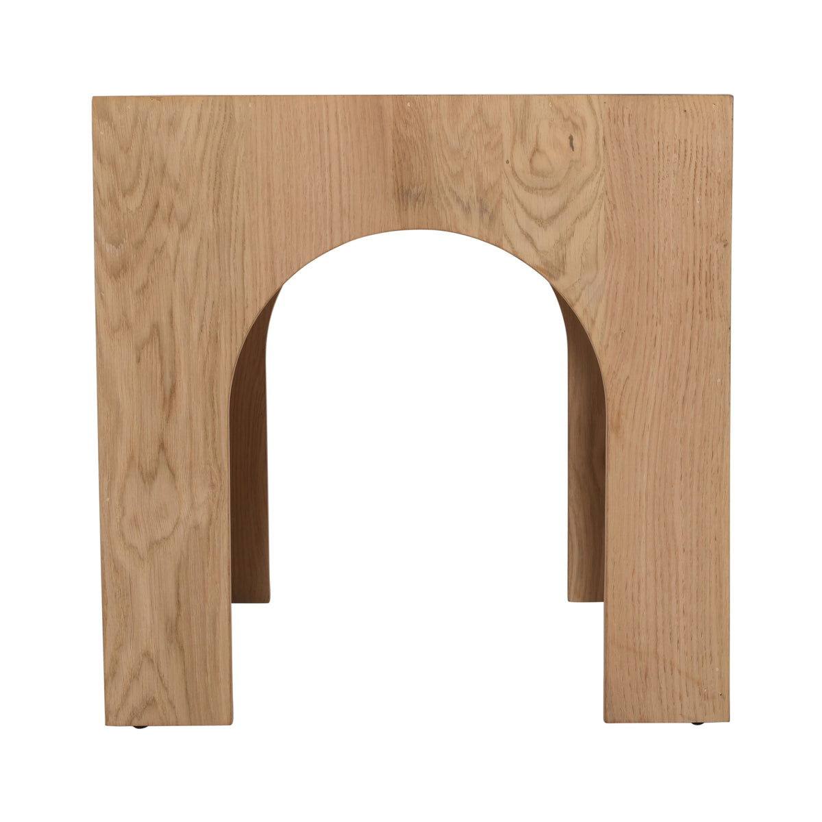 20-Inch Oak Square End Table with Arched Wood Frame, Modern Rustic Accent Table