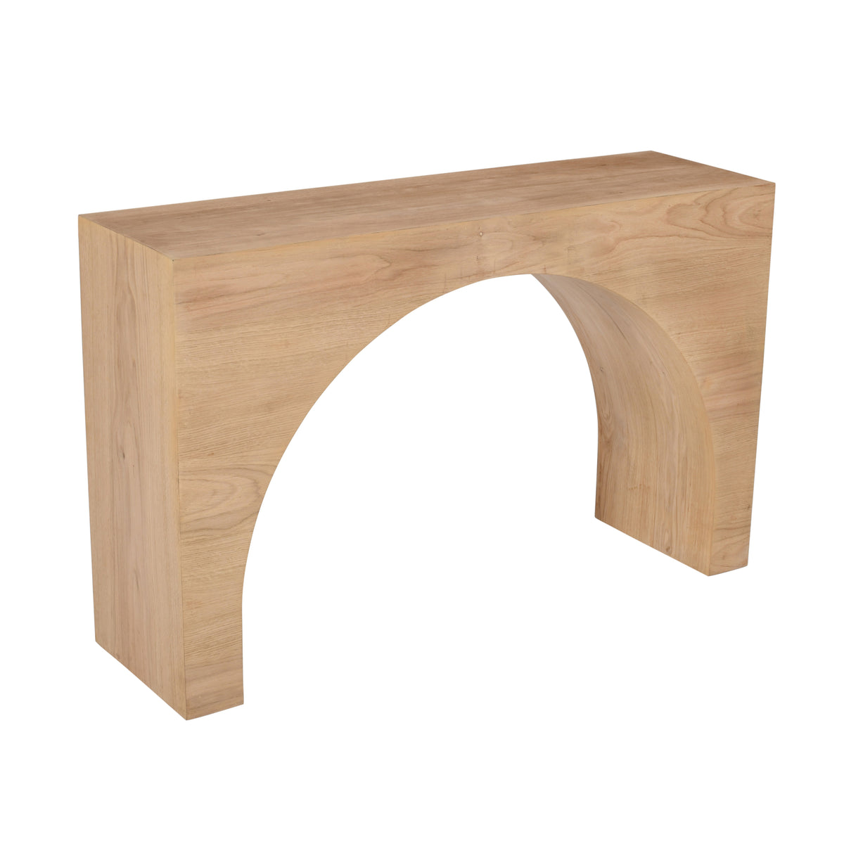 48-Inch Oak Sofa Console Table with Arched Wood Frame, Modern Rustic Design