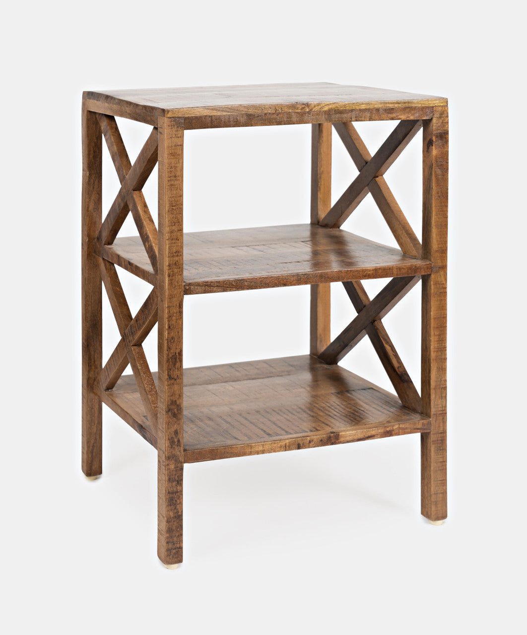 World Vault Solid Wood Modern X-Side Accent Table