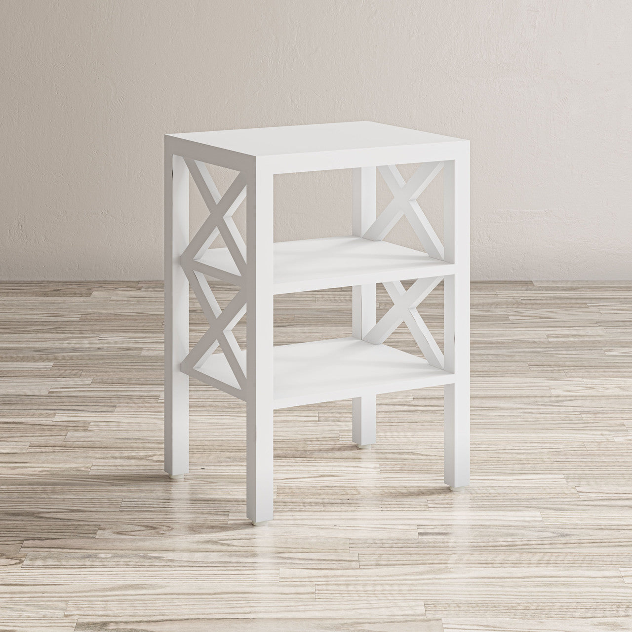 World Vault Solid Wood Modern X-Side Accent Table