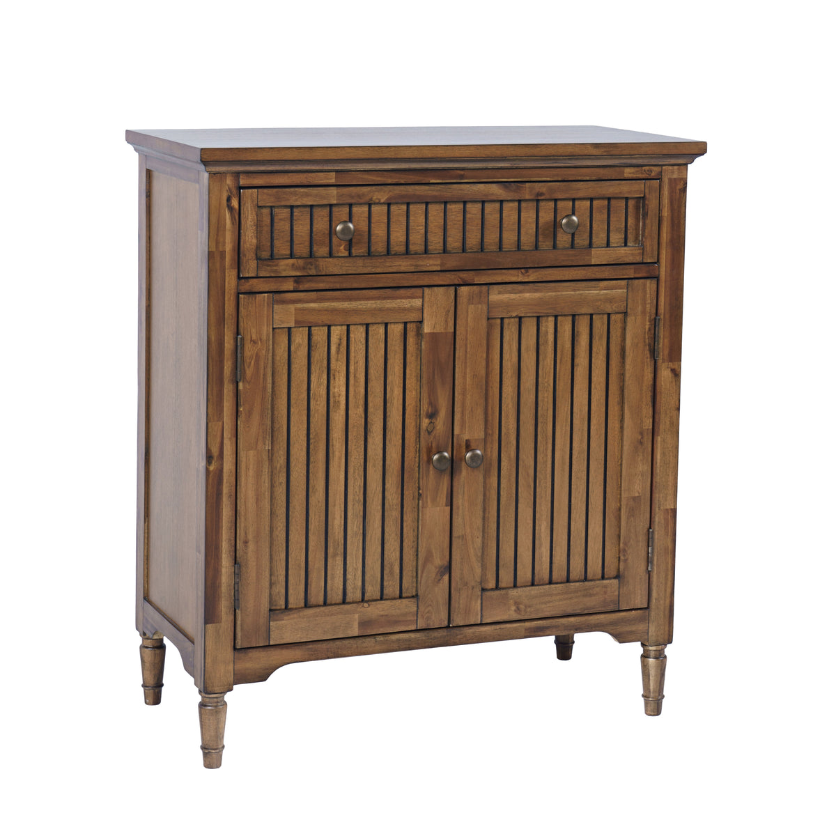 32-Inch Accent Storage Cabinet with Slat Doors and Adjustable Shelf