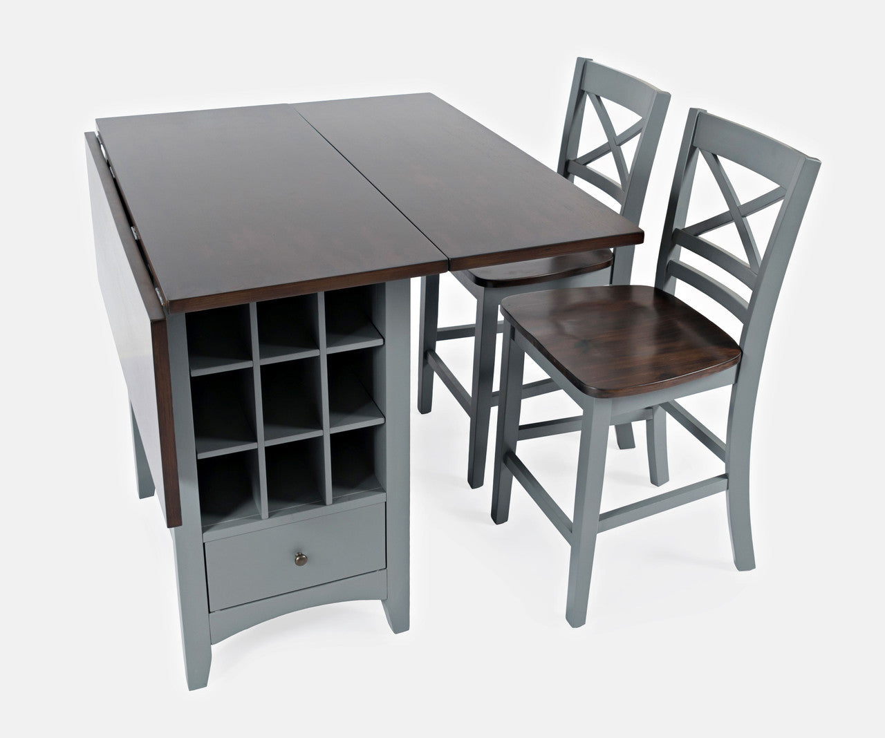 Cedar Cove Farmhouse Storage Counter Drop Leaf Dining Table
