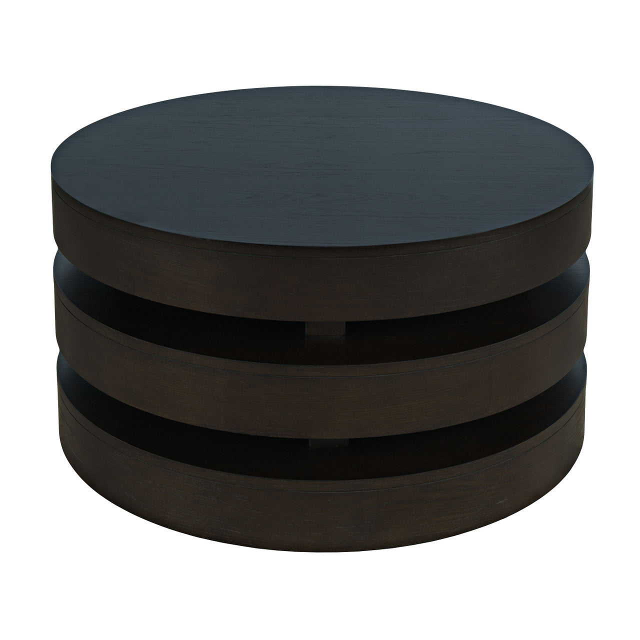 Rush Modern Round Layered Coffee Table with Caster Wheels