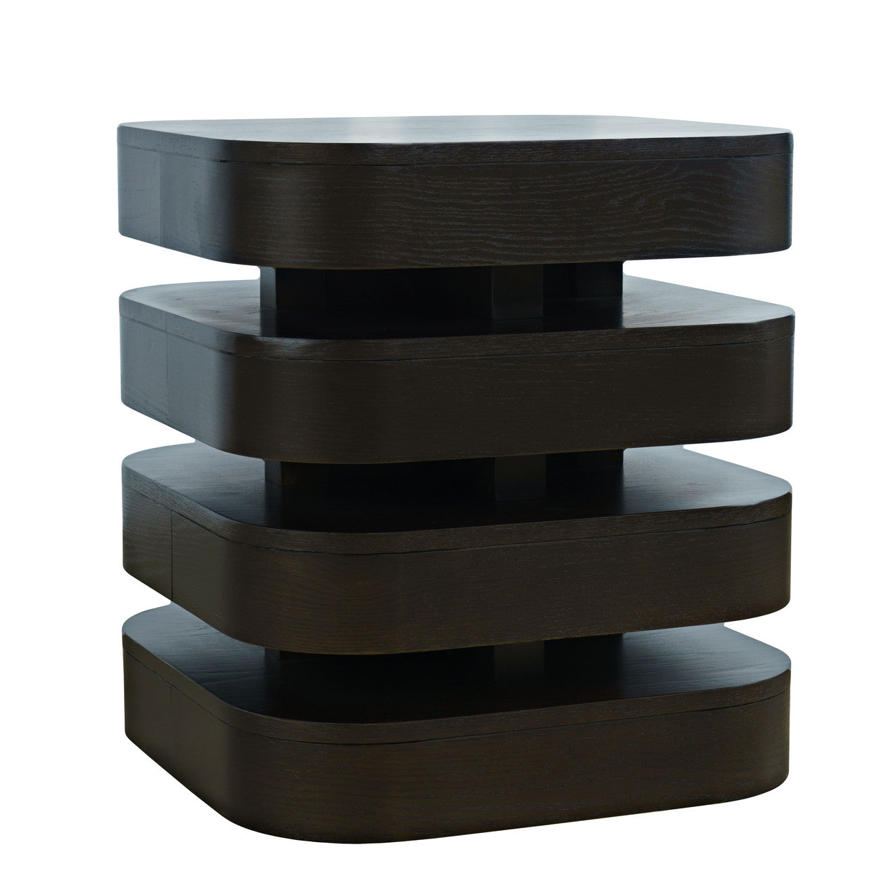 Rush Mid-Century Modern Sculpture Layered Square End Table