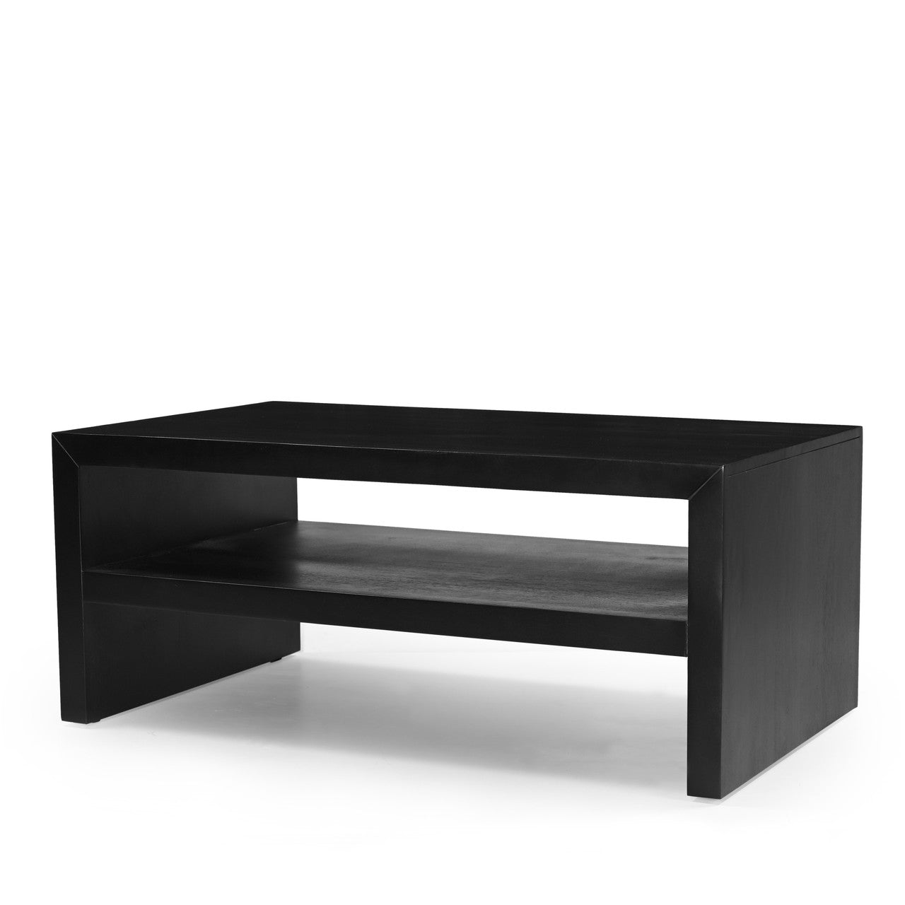 Mike Modern 44" Solid Wood Coffee Table with Storage Shelf