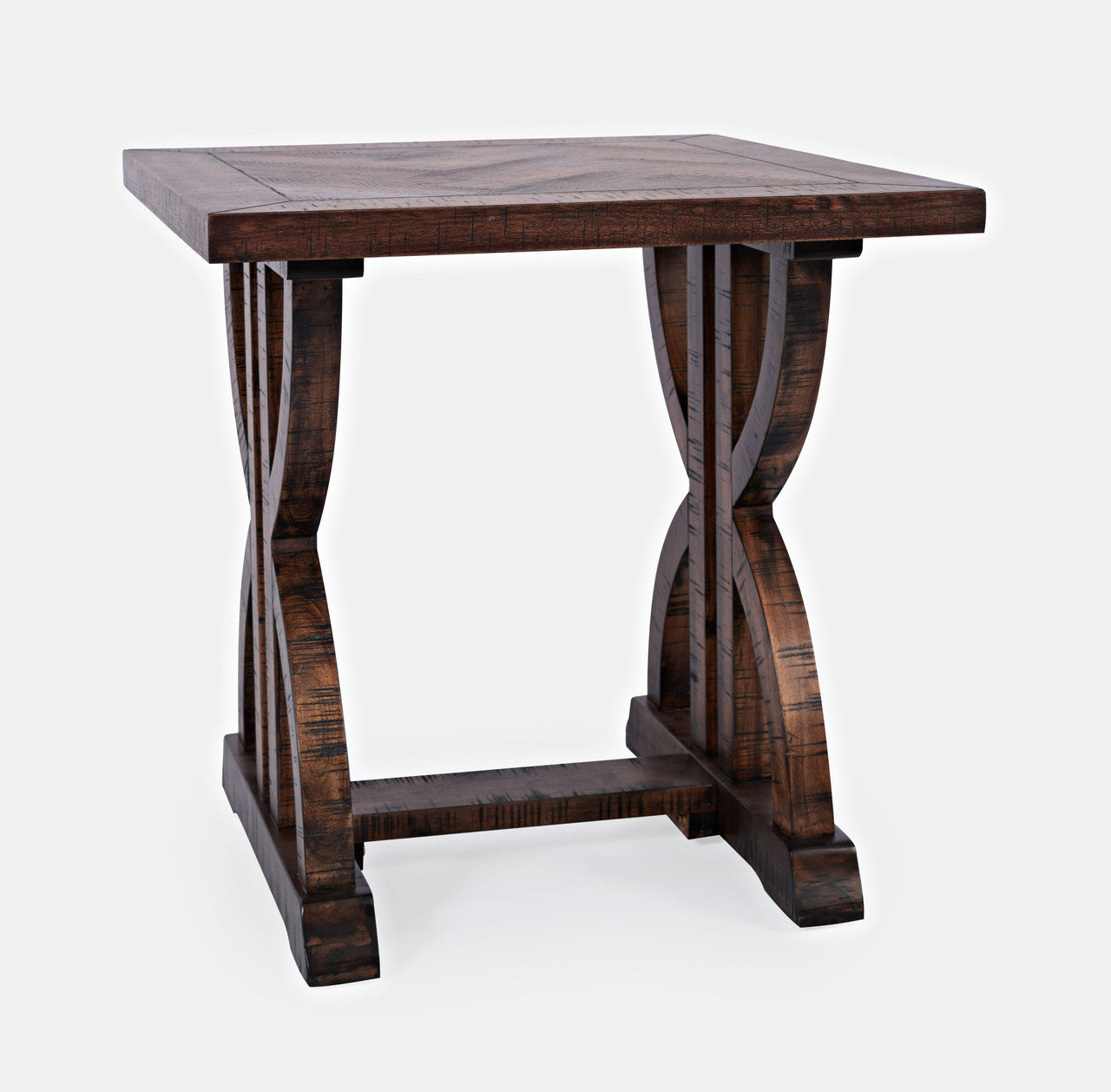 Vista Transitional Herringbone Distressed Acacia End Table