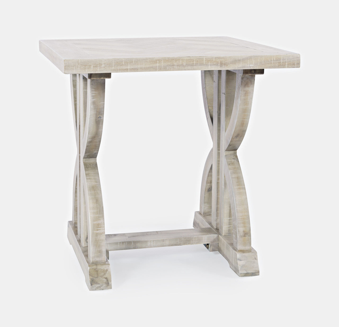 Vista Transitional Herringbone Distressed Acacia End Table