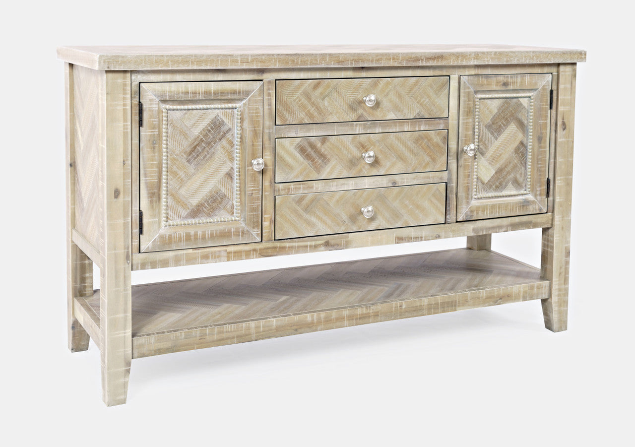 Vista Transitional Herringbone Distressed Acacia Buffet Server