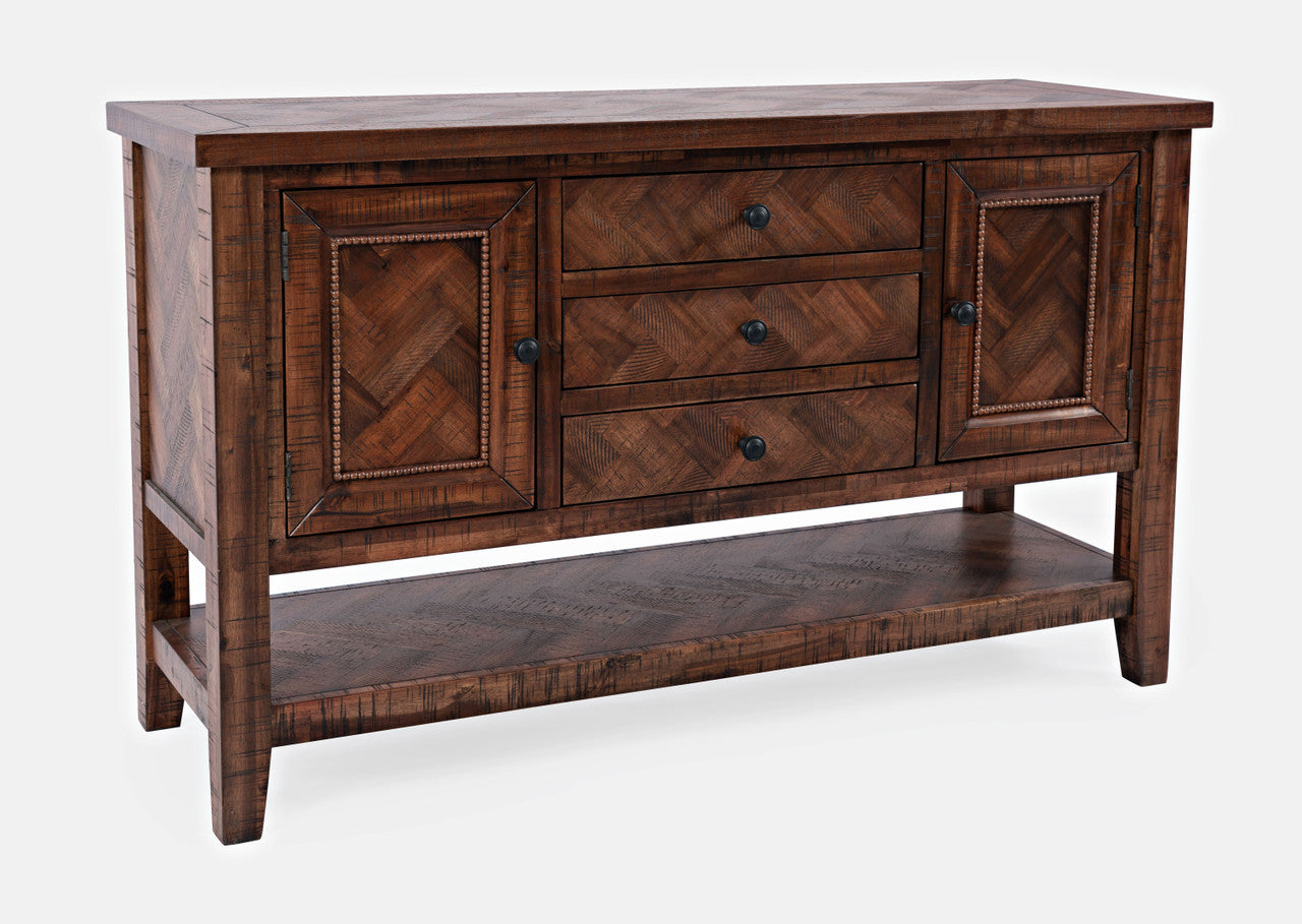 Vista Transitional Herringbone Distressed Acacia Buffet Server