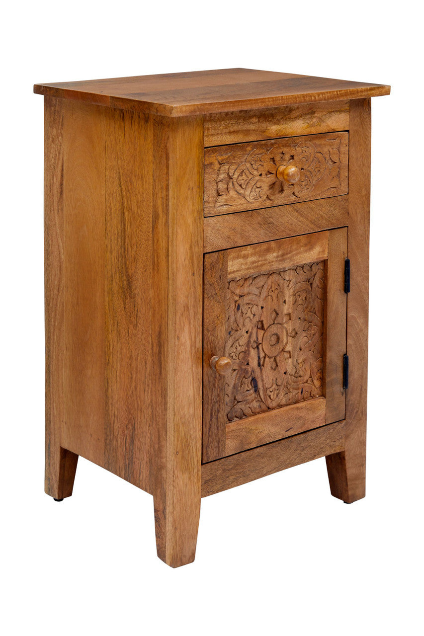Brooks Hand-Carved Mango Wood Accent Table