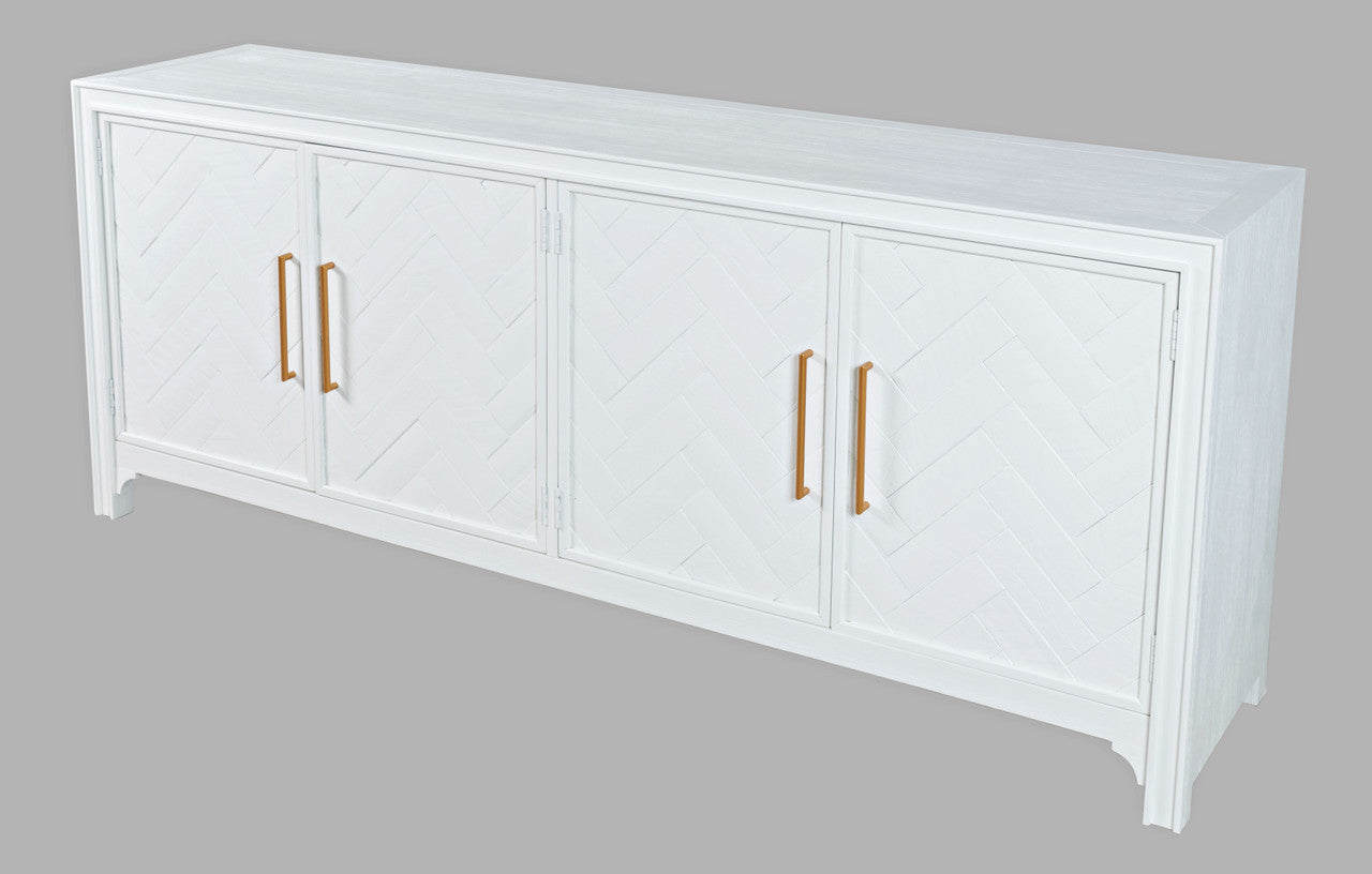 Urban Mid-Century Chevron Four-Door 79" Accent Cabinet