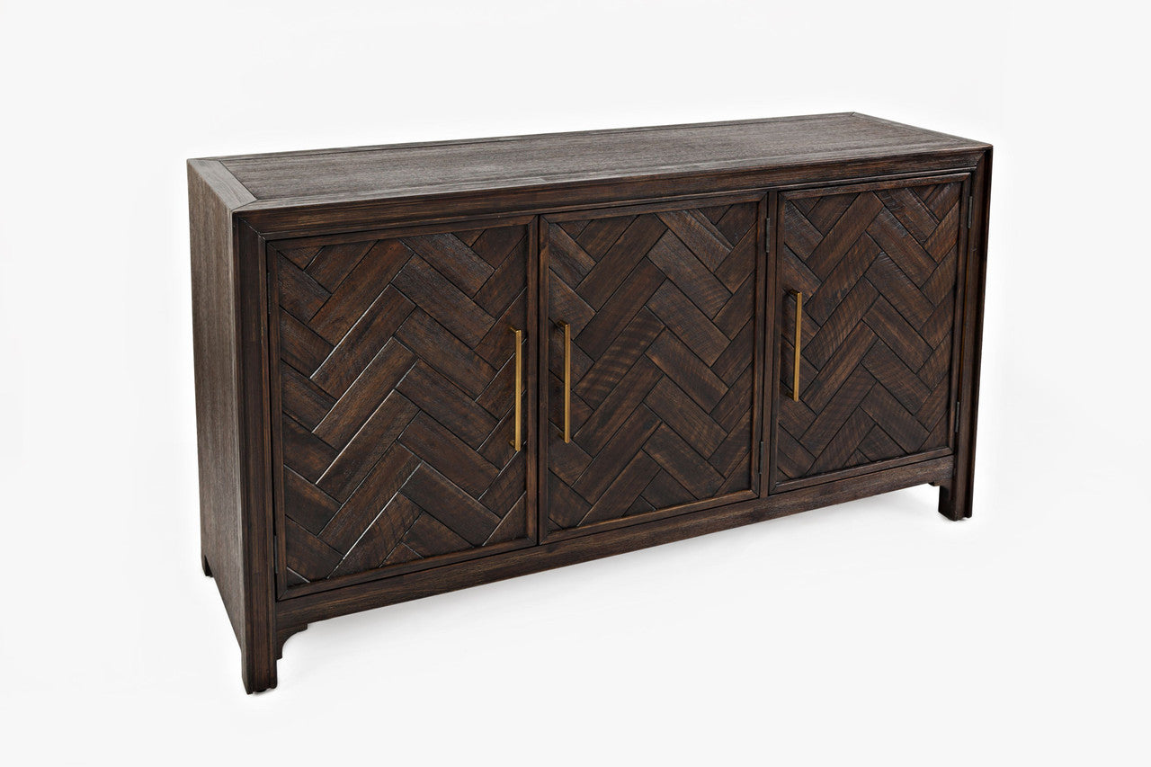 Urban Mid-Century Chevron Three-Door 60" Accent Cabinet