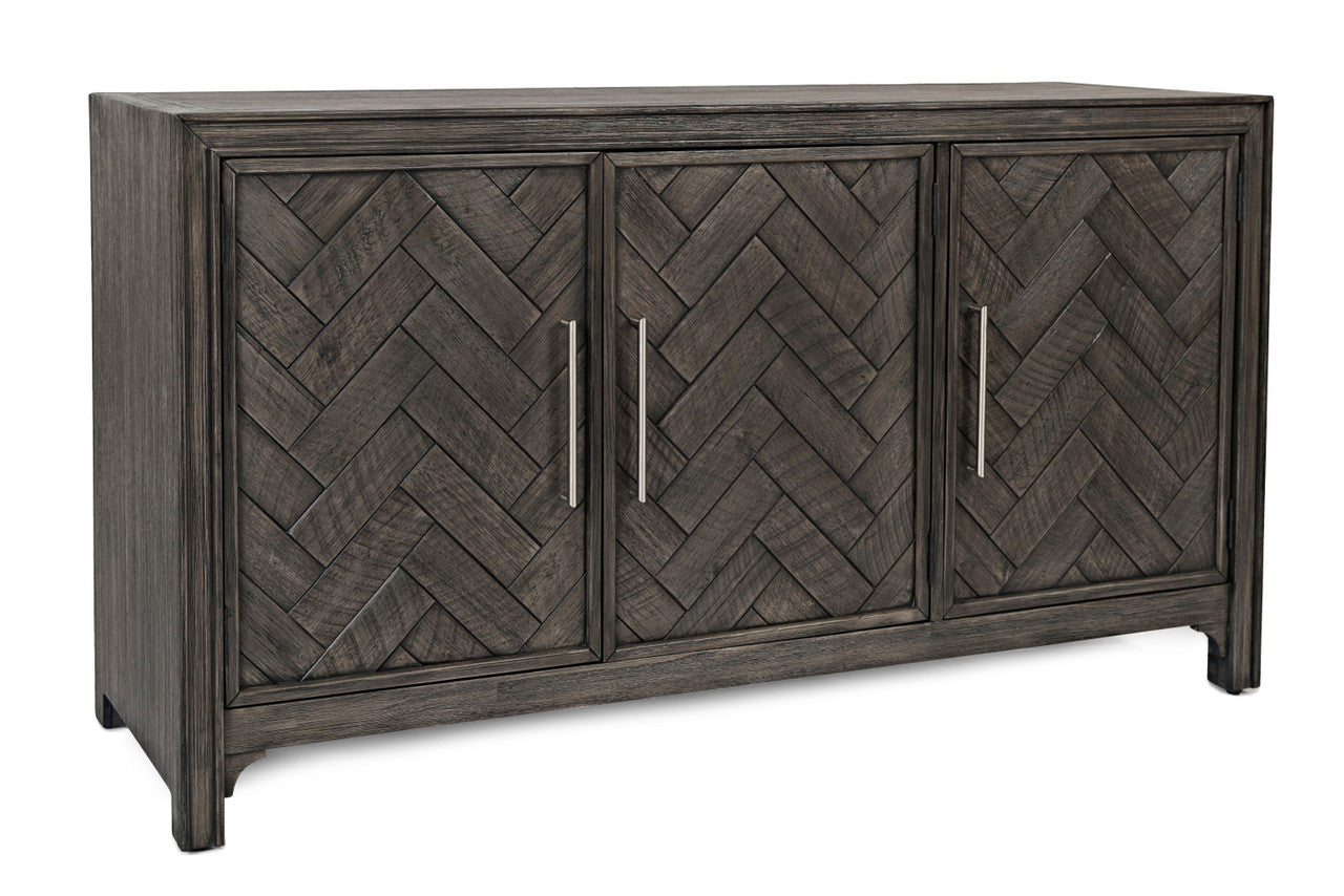 Urban Mid-Century Chevron Three-Door 60" Accent Cabinet