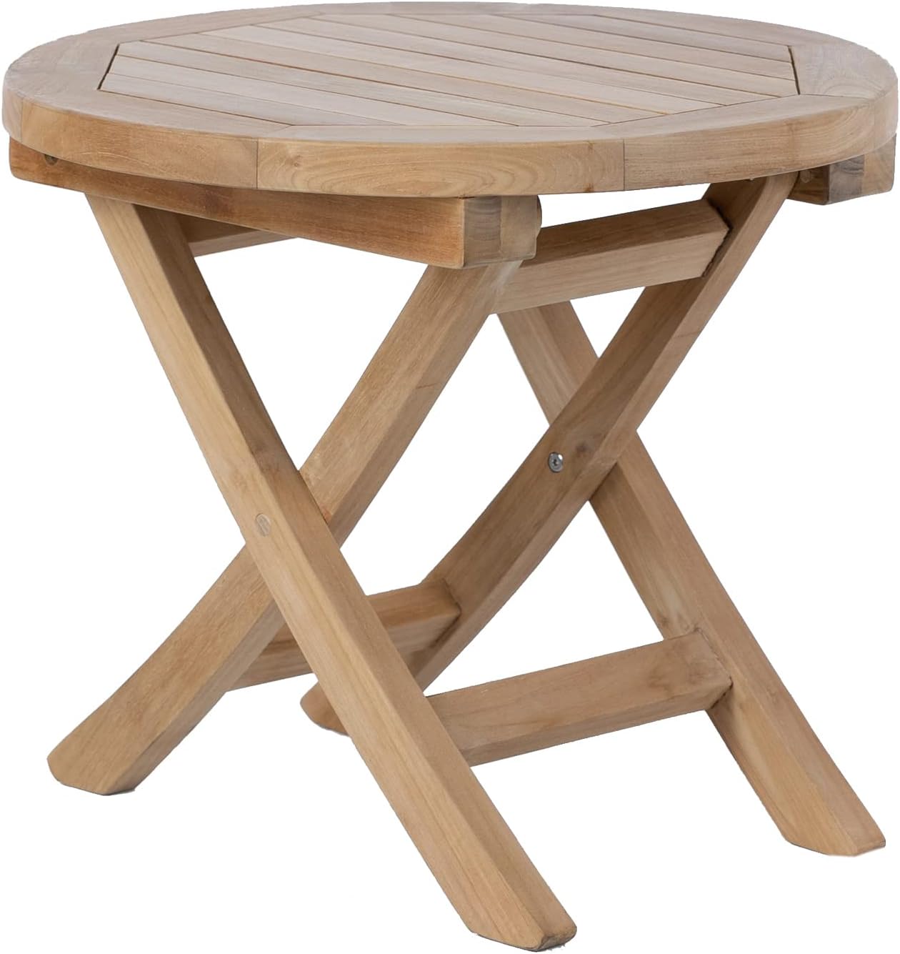 RRI Goods Teak Wood Round Outdoor Patio Coffee Table with Folding Legs-20"
