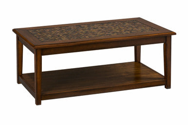 Ornate 48" Coffee Table with Mosaic Tile Inlay