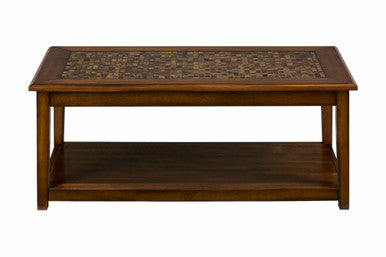 Ornate 48" Coffee Table with Mosaic Tile Inlay