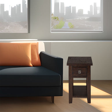 Lagoon Distressed Rustic Solid Acacia Chairside End Table