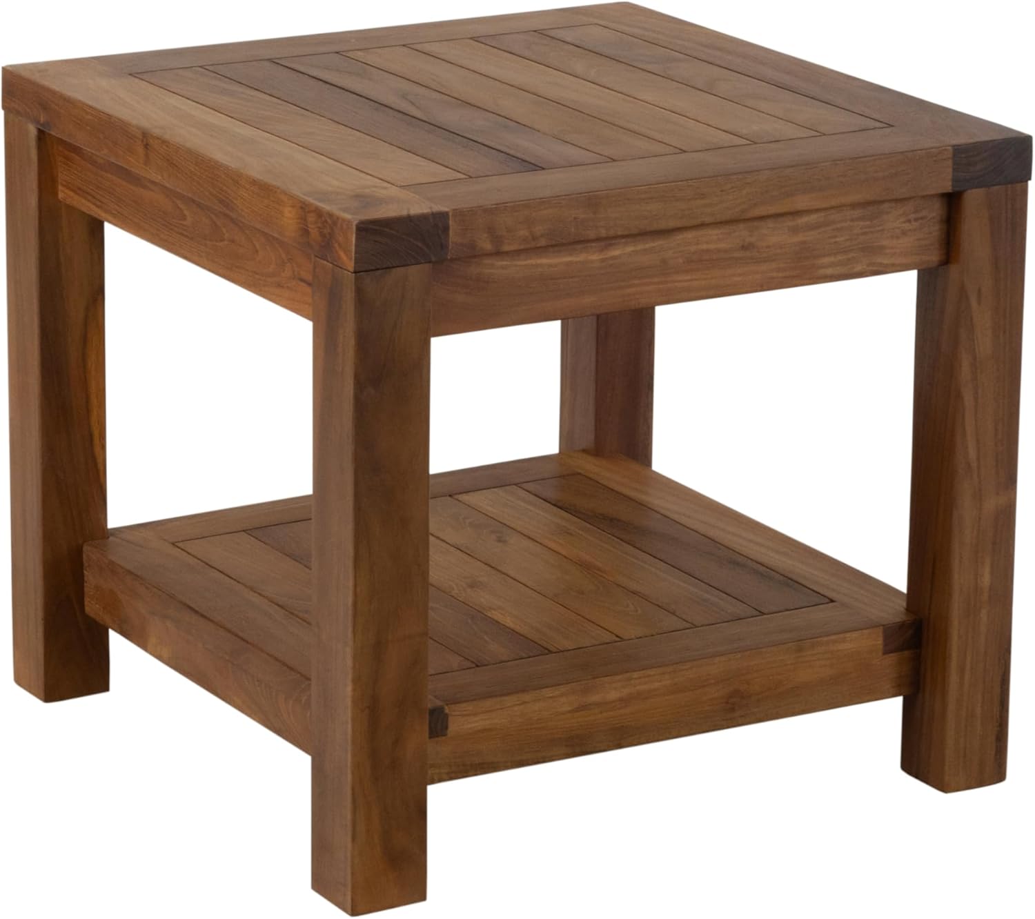 RRI Goods Teak Wood Side Table with Storage - 18"