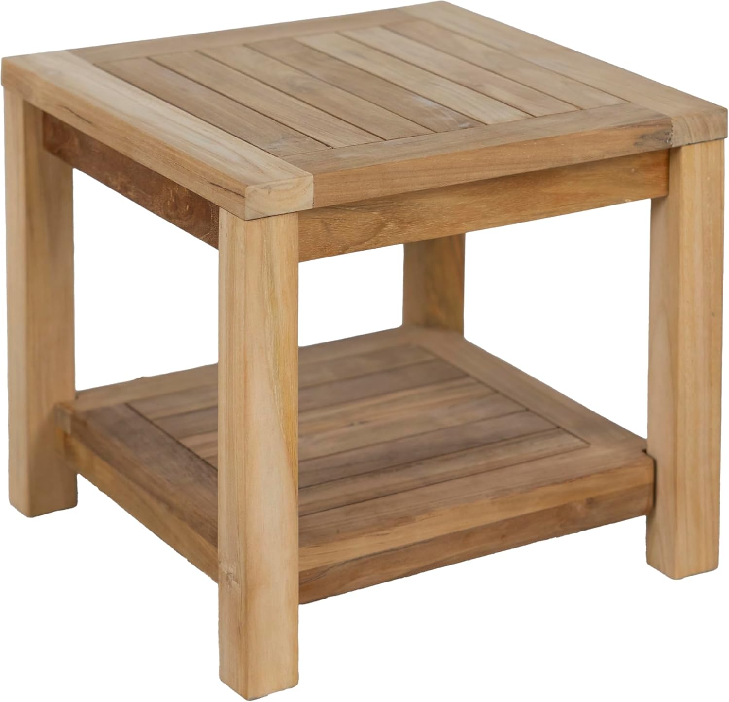 RRI Goods Teak Wood Side Table with Storage - 18"
