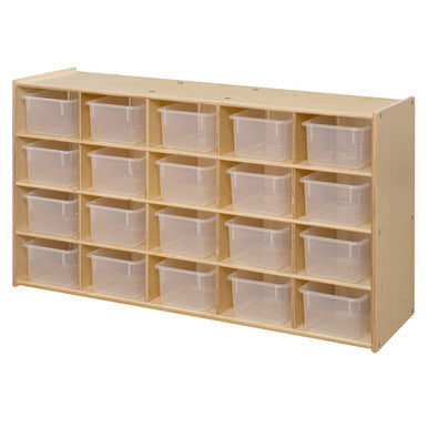 Contender Cubby Storage Shelf With 20 Cubby Translucent Trays