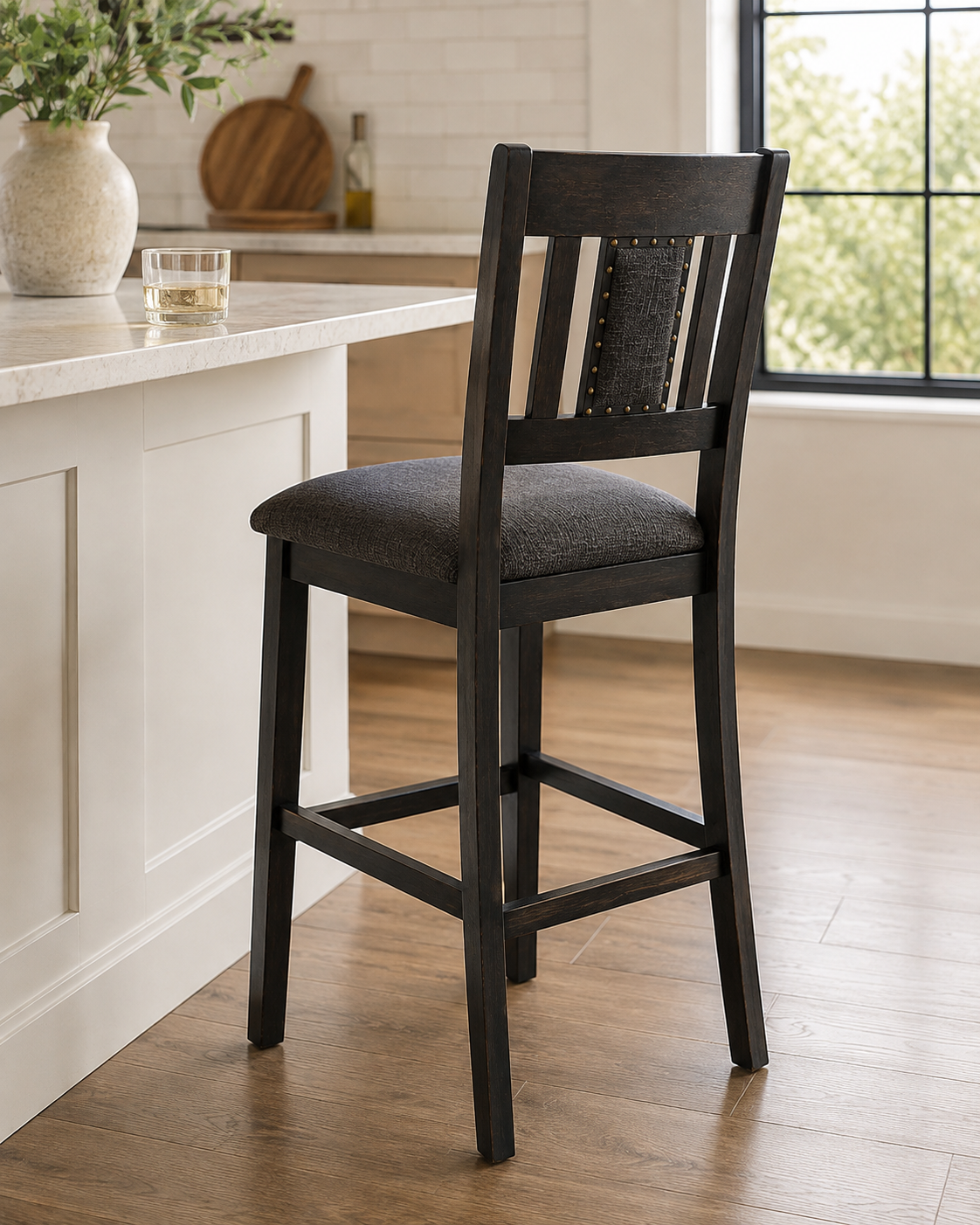 American Rustics Upholstered Slatback Stool (Set of 2)