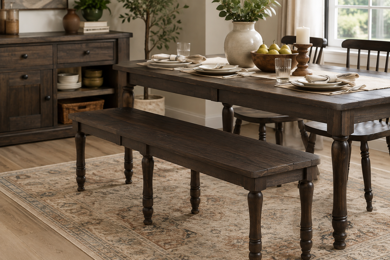 54" Rustic Reclaimed Pine Dining Bench