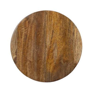 Damru Shape Mango Wood Accent Side Table, 18" Tall